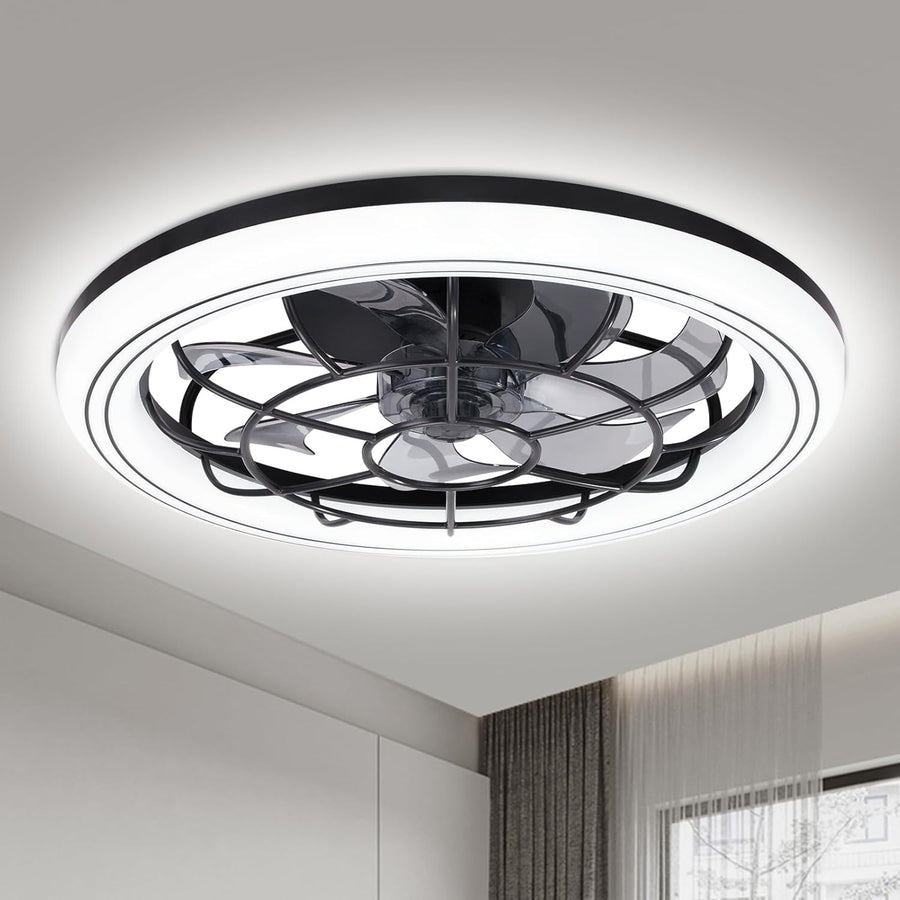Ankishi 49CM Silent Ceiling Fan with Light, 75W, 6-Speed, Remote, LED