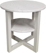 White 2-Tier Round Side Table | Wood End Table with Storage 50cm