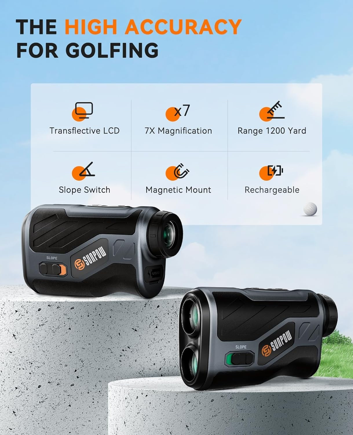 Golf Range Finder 1200 Yards Slope Vibration Rechargeable