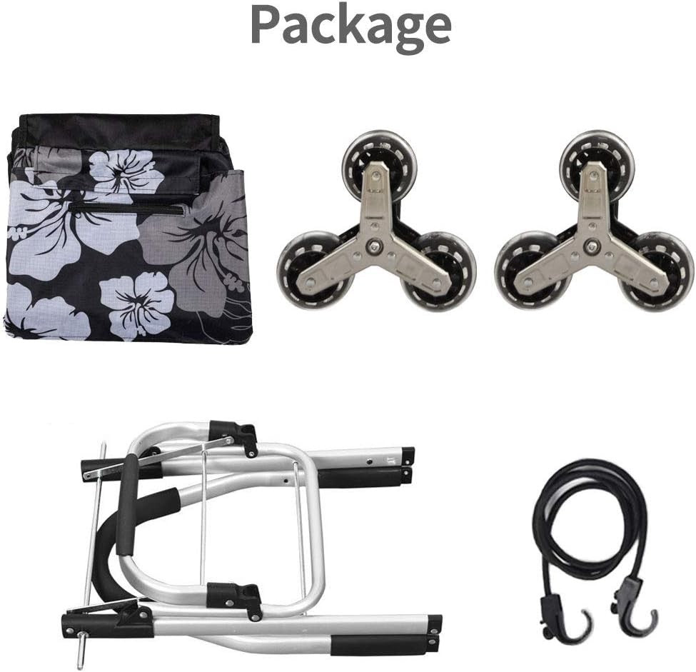 Folding 6-Wheel Stair Climber Shopping Trolley Cart 50kg Removable Bag