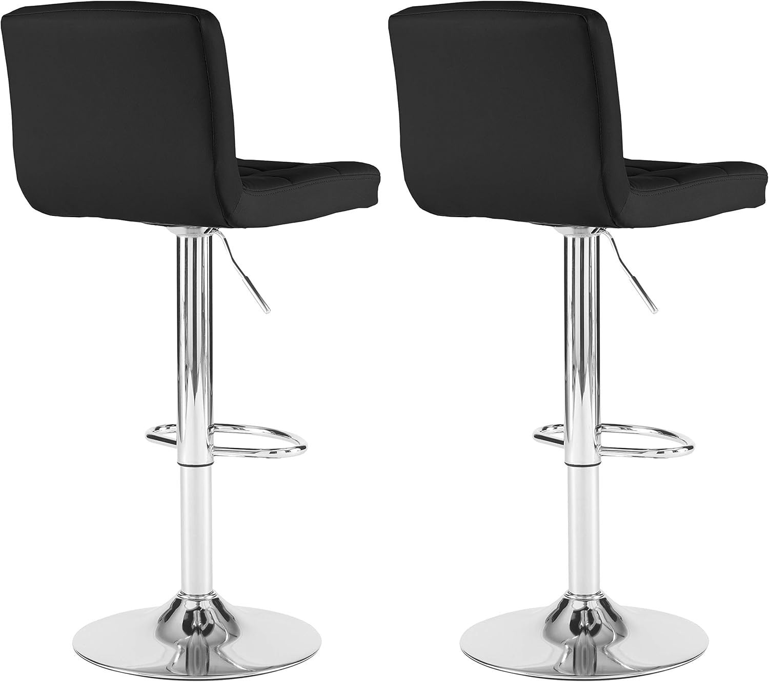 Adjustable Swivel Bar Stools Set of 2 | Black Faux Leather Chrome