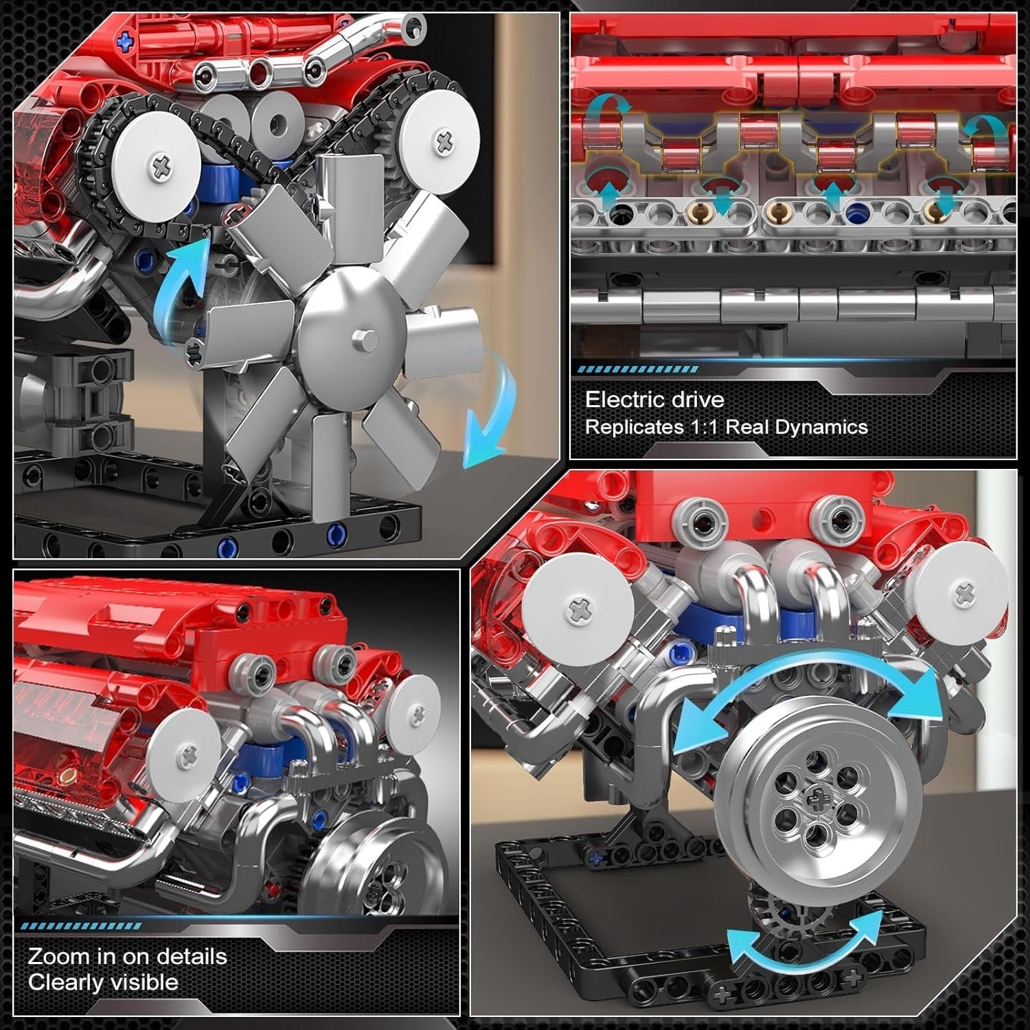 V8 Engine Model Kit Working Motor STEM Build Set Kids Teens Adults Gift