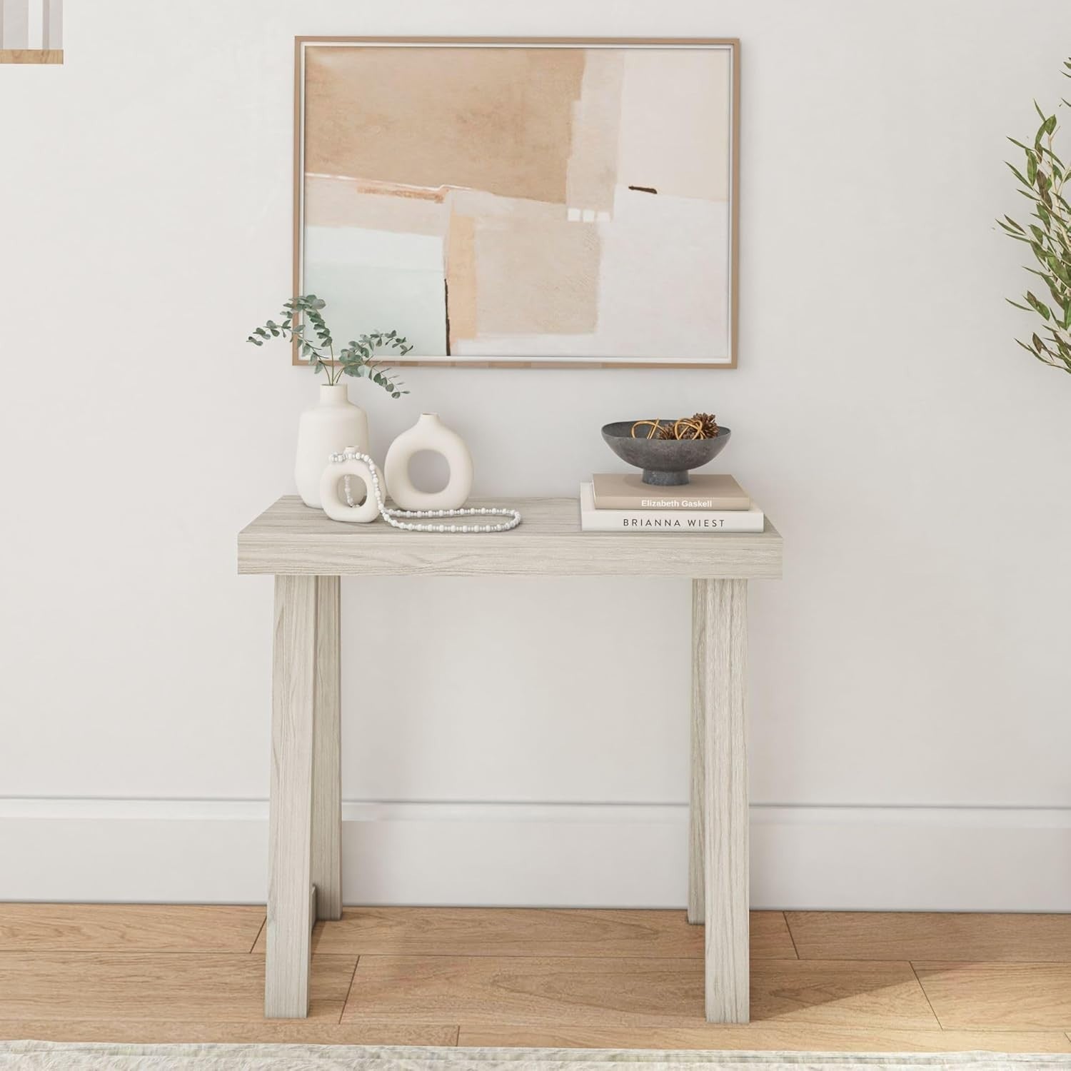 36 Inch Narrow White Wood Console Table – Slim Hallway Sofa Accent