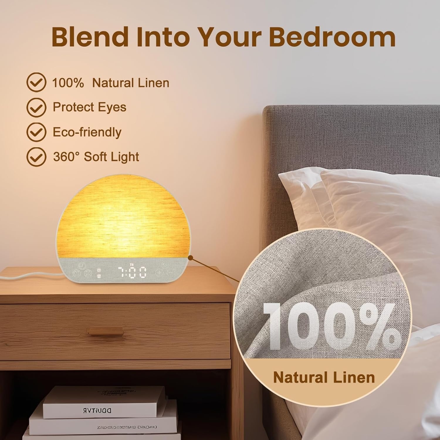 Sunrise Alarm Clock Wake Up Light Sound Machine Bluetooth Dual Alarm USB
