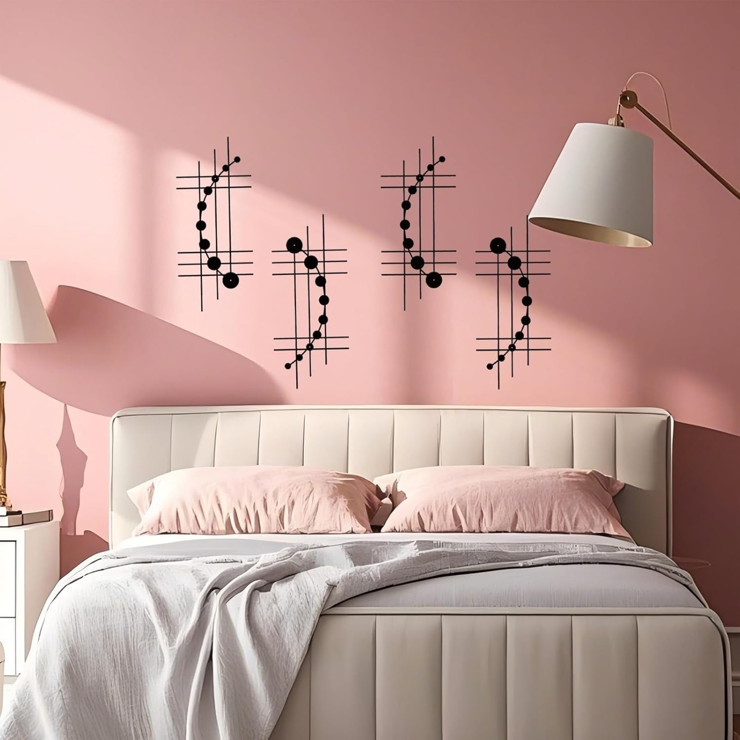 Modern Abstract Metal Wall Art Set Minimalist Geometric Hanging Black
