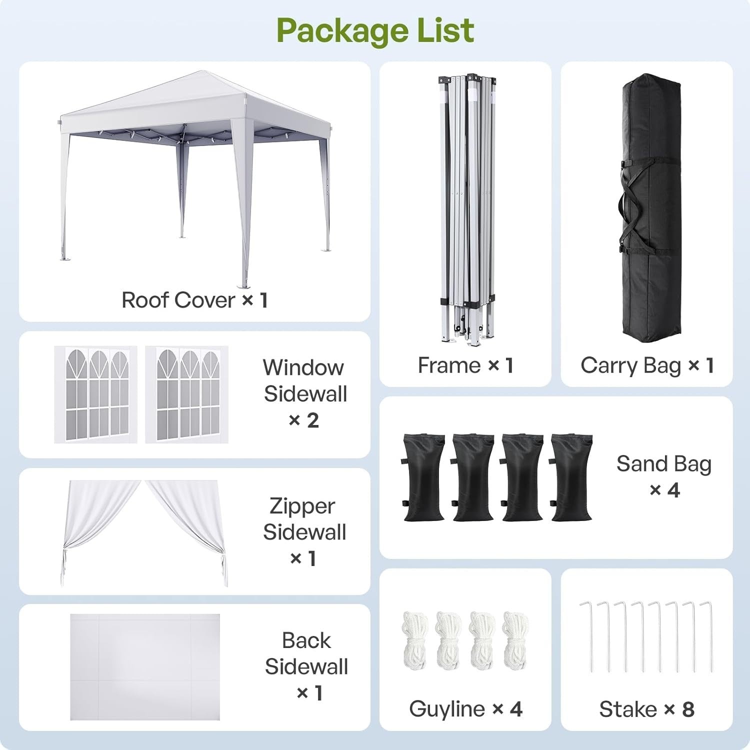 3x3m White Pop-Up Gazebo with Sides Waterproof Steel Frame Party Tent
