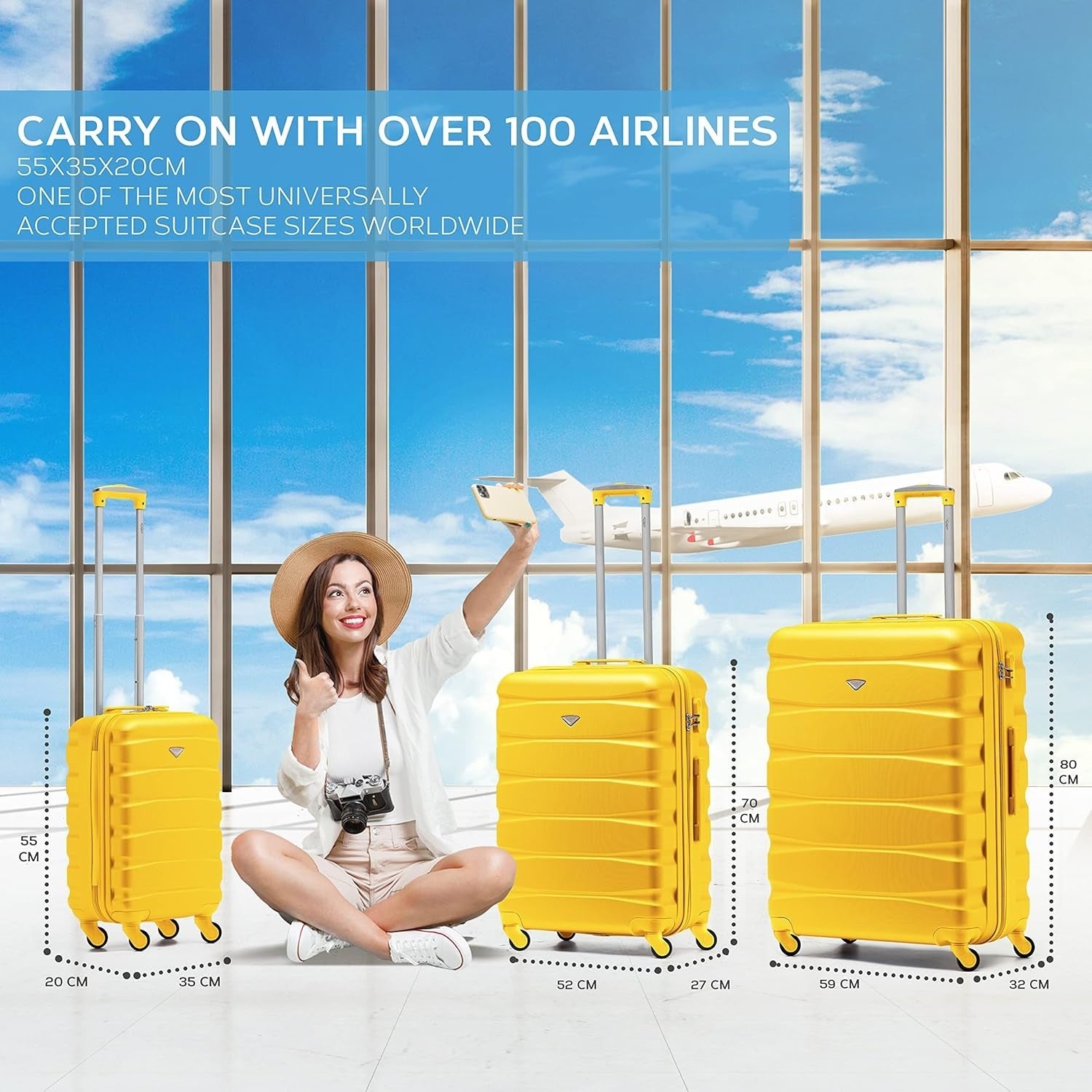 Medium 25” ABS Check-In Suitcase Lightweight Hard Shell 4 Spinner