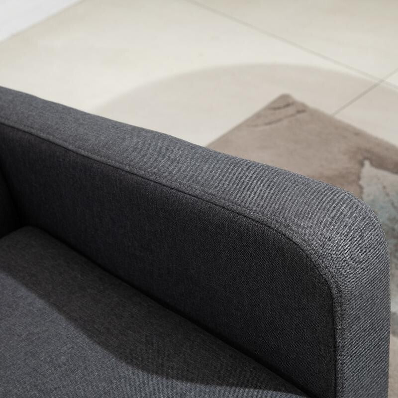 2-Seater Compact Sofa Grey Linen Upholstered Loveseat for Flats & Small Rooms