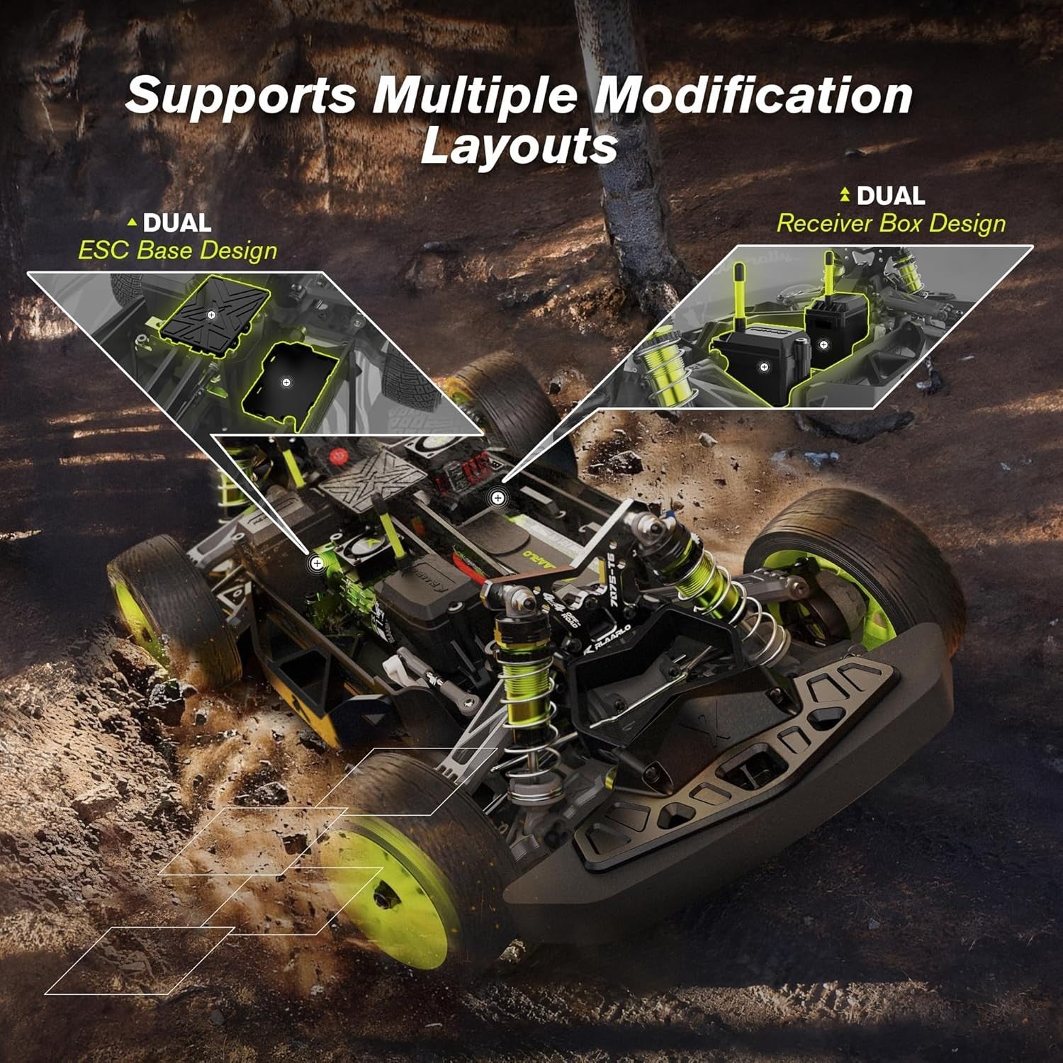 1:10 Brushless RC Rally Car 4WD – 50mph Gyro Control Off-Road Truck
