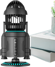 Rocket-Shape Desk Fan – Quiet 5000RPM Air Circulator LED Light Adjustable Grey
