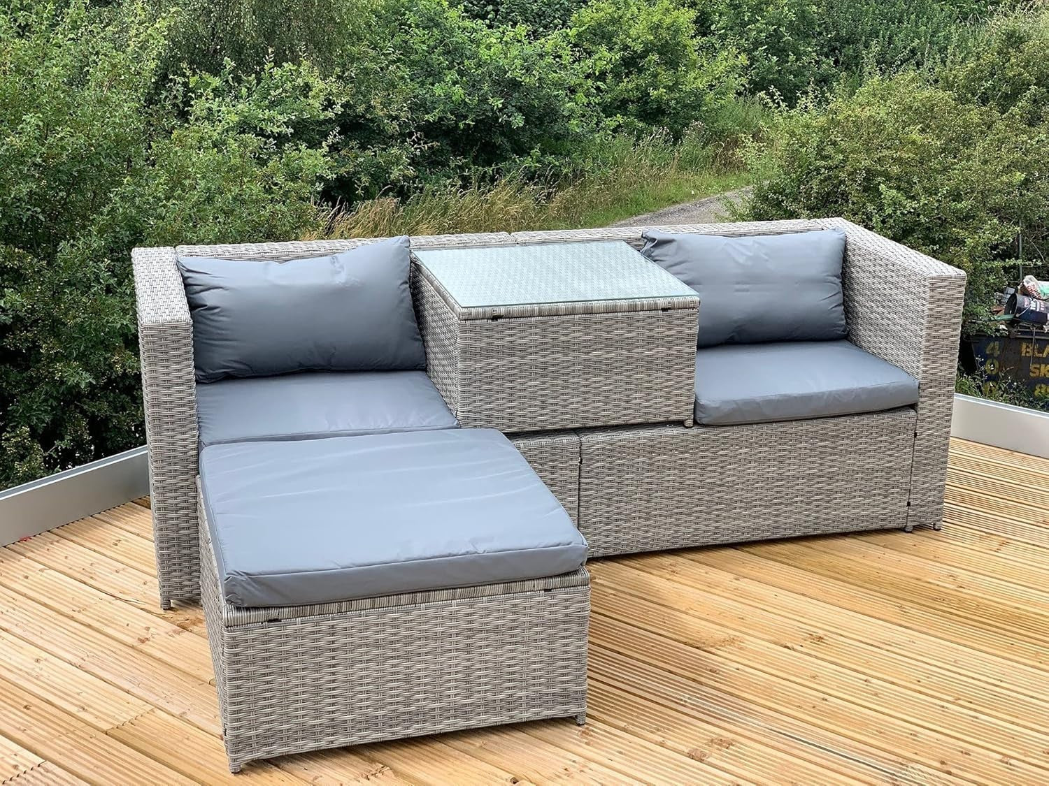 Outdoor Rattan Corner Sofa Set - Modular 4-Piece Patio Lounge, Weatherproof