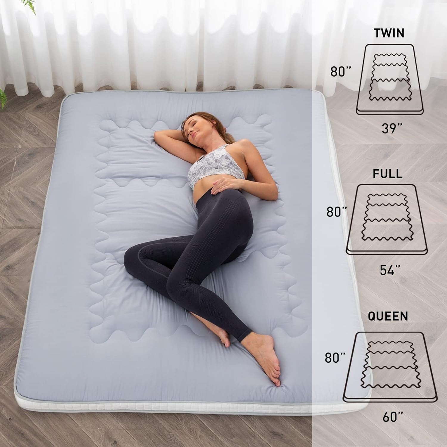 Extra Thick Floor Futon Mattress Double Foldable Guest Bed Travel Pad