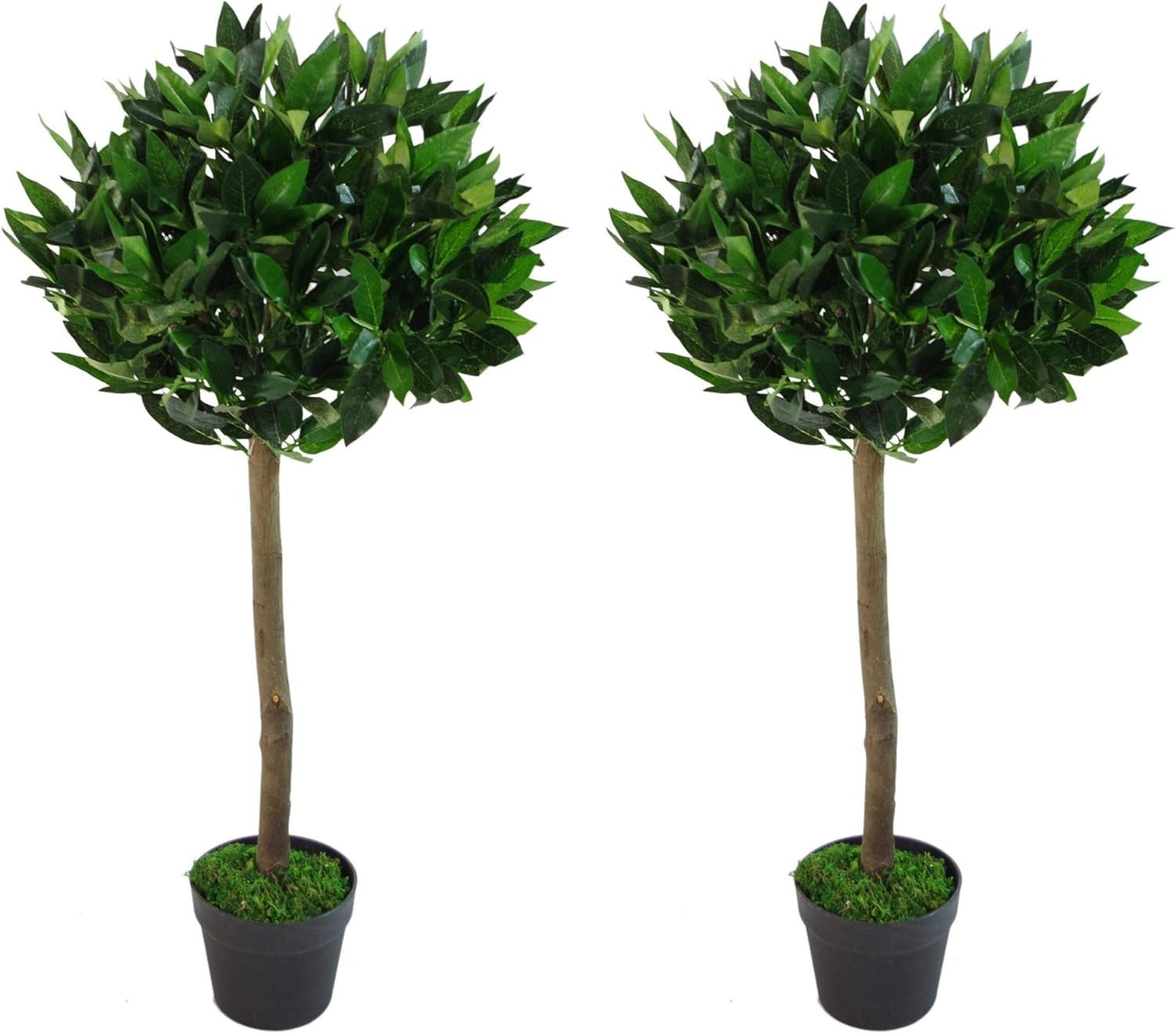 Pair of 90cm Bay Topiary Ball Trees Artificial Realistic Indoor Outdoor Decor