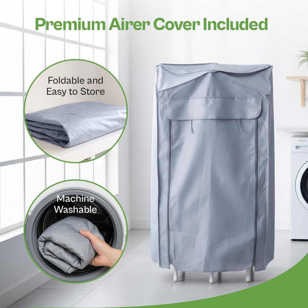 3 Tier Heated Clothes Airer with Cover Timer Folding Indoor Drying Rack