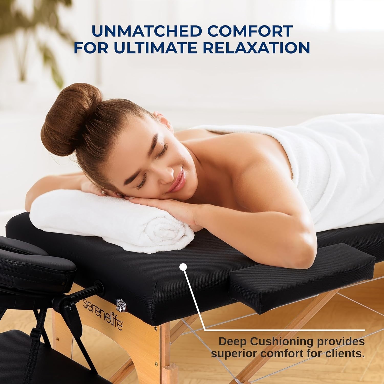 Portable Massage Table 3-Section Adjustable Folding Therapy Beauty Spa Bed Black