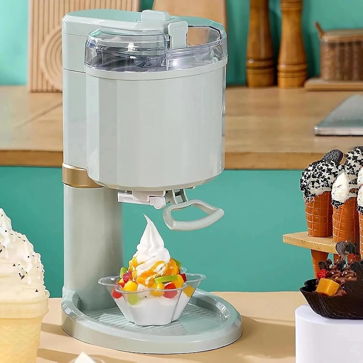 Automatic Soft Serve Ice Cream Maker Mini Dessert Machine Home Countertop