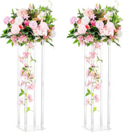 Clear Acrylic Wedding Flower Stand Set 80cm Table Centerpiece Columns