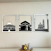 Islamic Wooden Wall Art Set Masjid Al Aqsa Kaaba Nabawi Decor Ramadan Gift