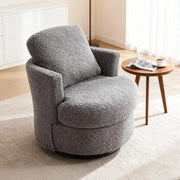 Grey Teddy Swivel Cuddle Chair Boucle Armchair with Storage