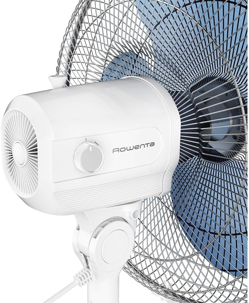 Quiet 3-Speed Standing Fan with Remote – Adjustable Height & Oscillation White