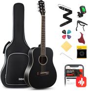 36in 3/4 Dreadnought Acoustic Guitar Starter Bundle Black