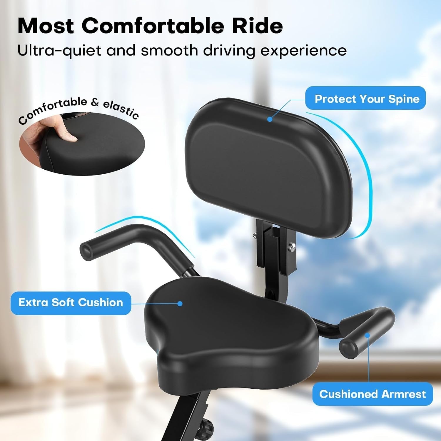 Foldable Exercise Bike 16-Level Magnetic Resistance Quiet Adjustable Fitness