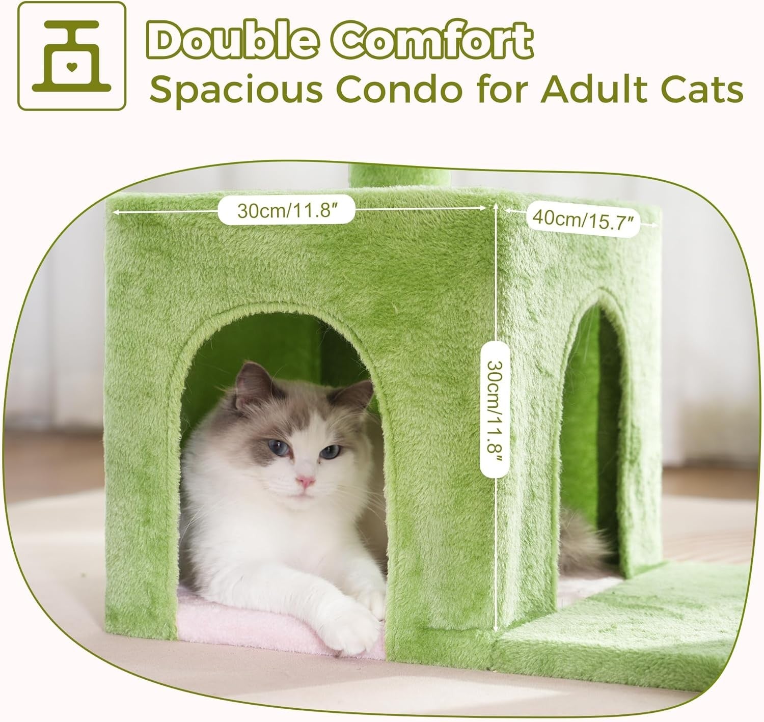 Pink Green Flower Cat Tree Tower with Hammock Condo Sisal Scratching Post
