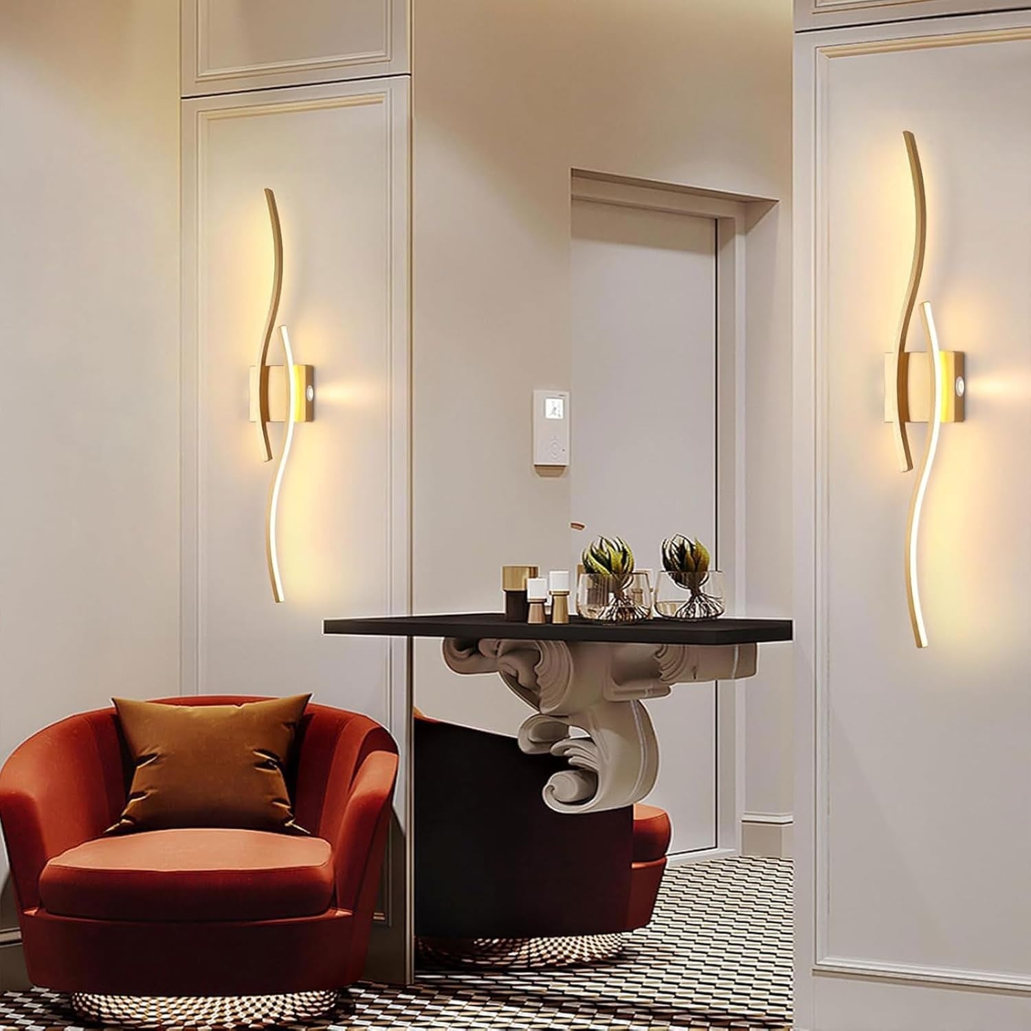 USB Rechargeable Wireless Wall Lights Battery Operated Remote Dimmable Set