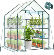 Walk-In 3 Tier 12 Shelf Greenhouse | Clear PVC Cover Heavy-Duty Garden Growhouse