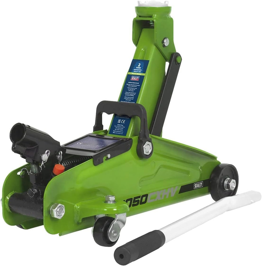 2 Ton Hydraulic Trolley Jack Short Chassis 130–330mm Hi-Vis Heavy Duty Car Lift