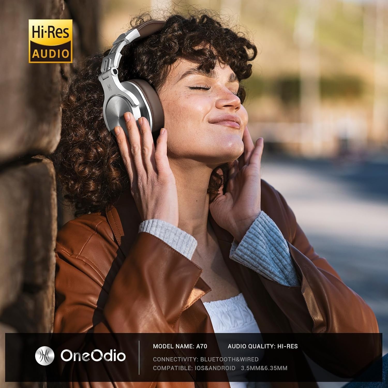 OneOdio Silver Bluetooth Headphones 72H Studio Over Ear Foldable DJ Monitor