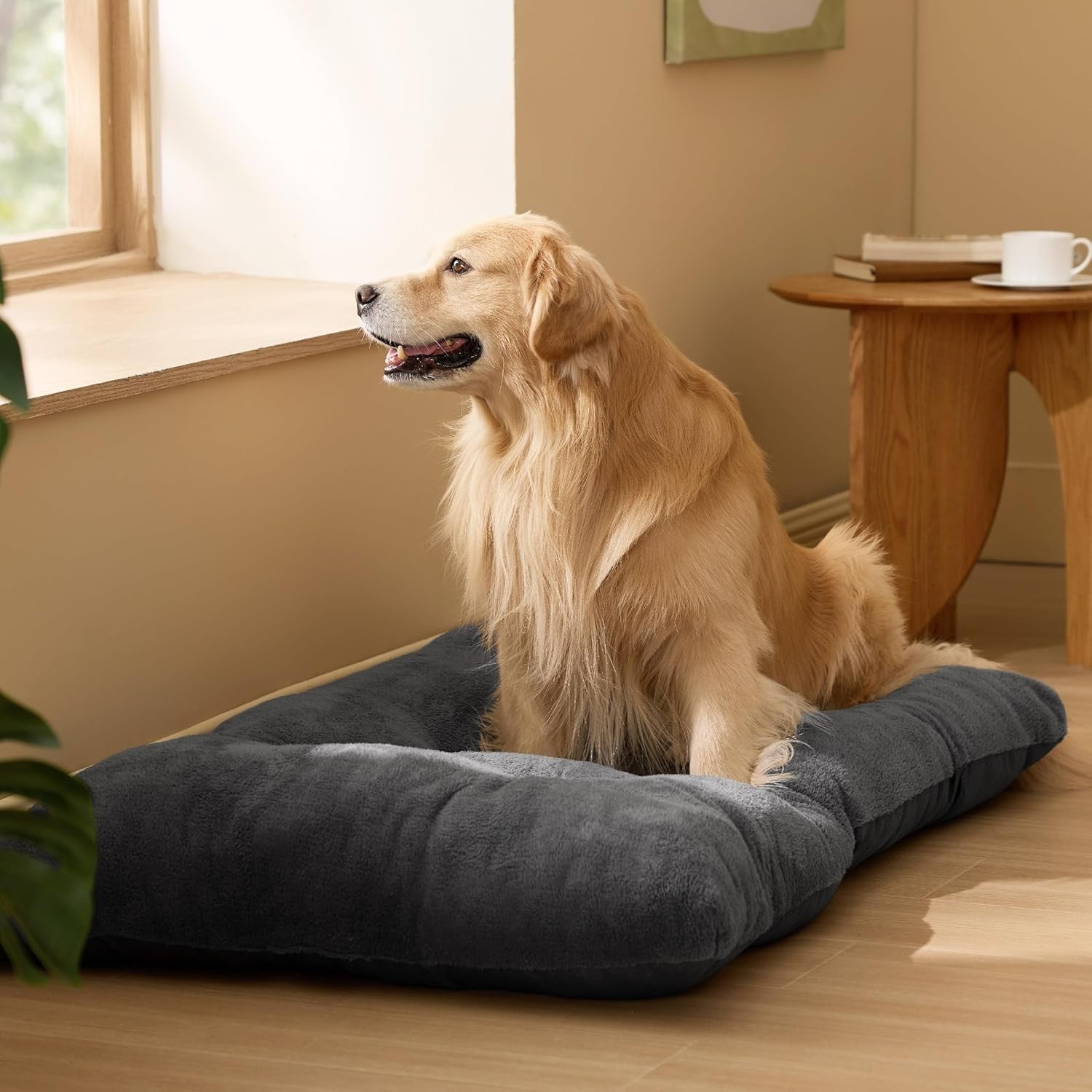 XXL Dog Crate Bed 119x74cm Washable Calming Mattress Grey