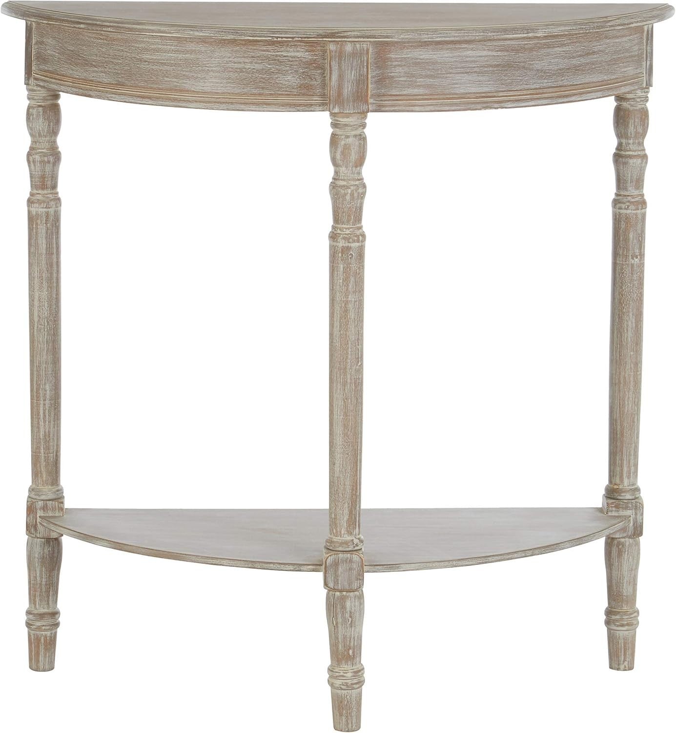 Slim Half Moon Console Table for Hallway, Narrow Oak Accent Table 80cm