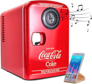4L Mini Fridge Portable Cooler & Warmer Retro Bluetooth Speaker Red