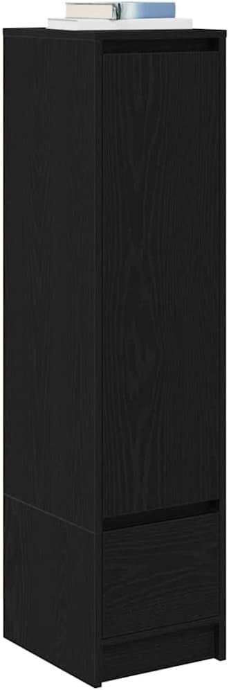 Moisture Resistant Black Oak Storage Cabinet with Drawer & Flexible Door