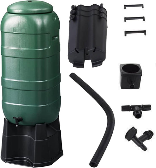 150L Slimline Green Water Butt Set – Space-Saving with Stand, Tap & Filler Kit