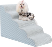 Curved Dog Stairs for High Beds 22" 5-Step Small Dogs Non-Slip Grey