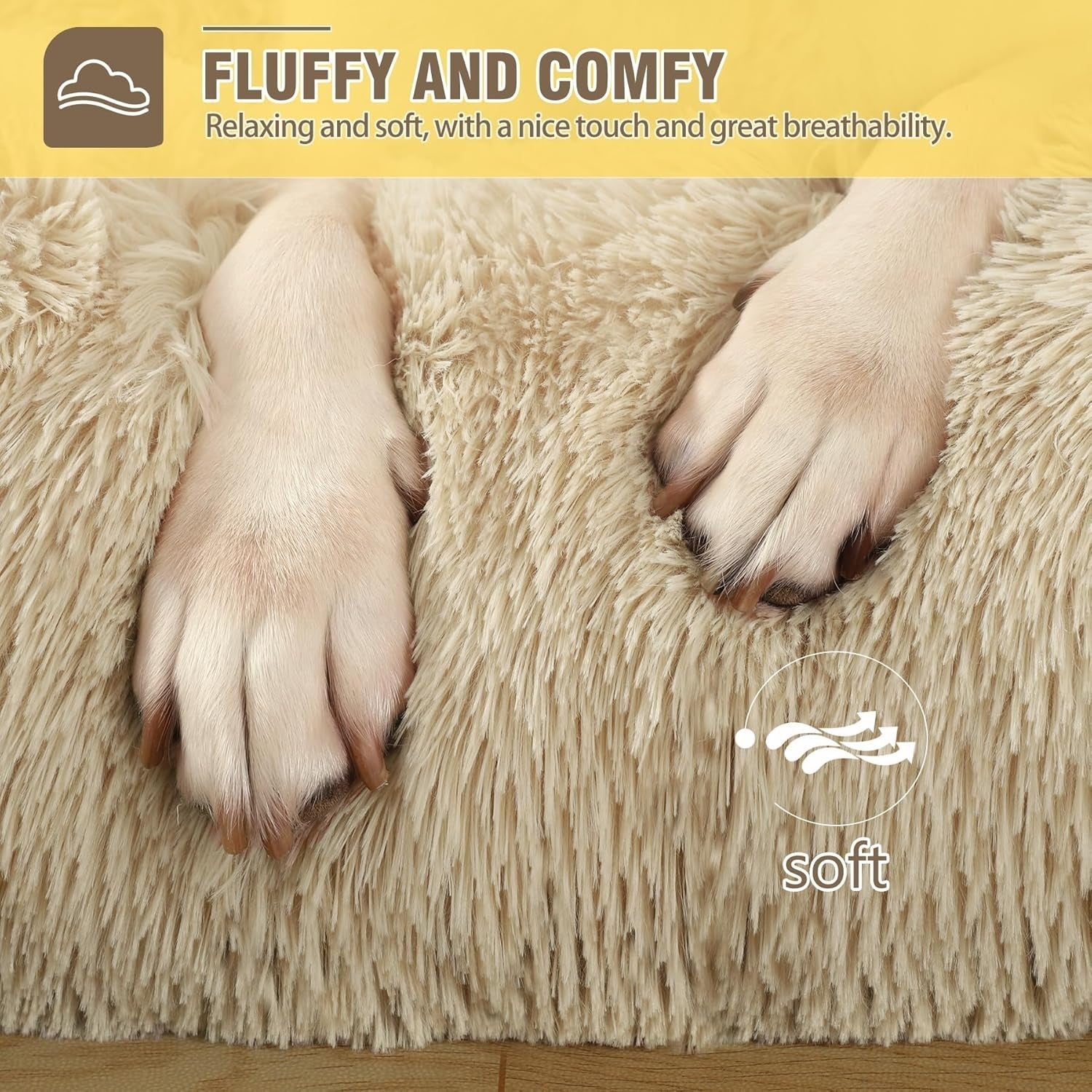 XL Anti Anxiety Dog Crate Mattress Fluffy Washable 105x70cm
