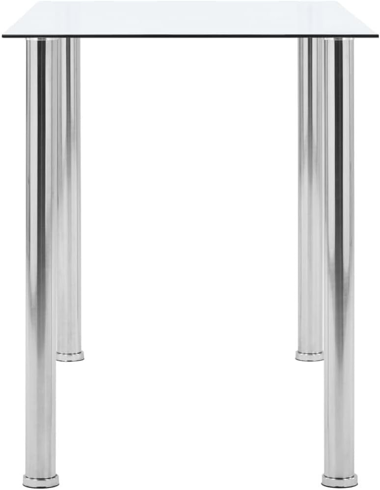 Rectangular Glass Dining Table 120x60cm Clear Steel Legs Modern