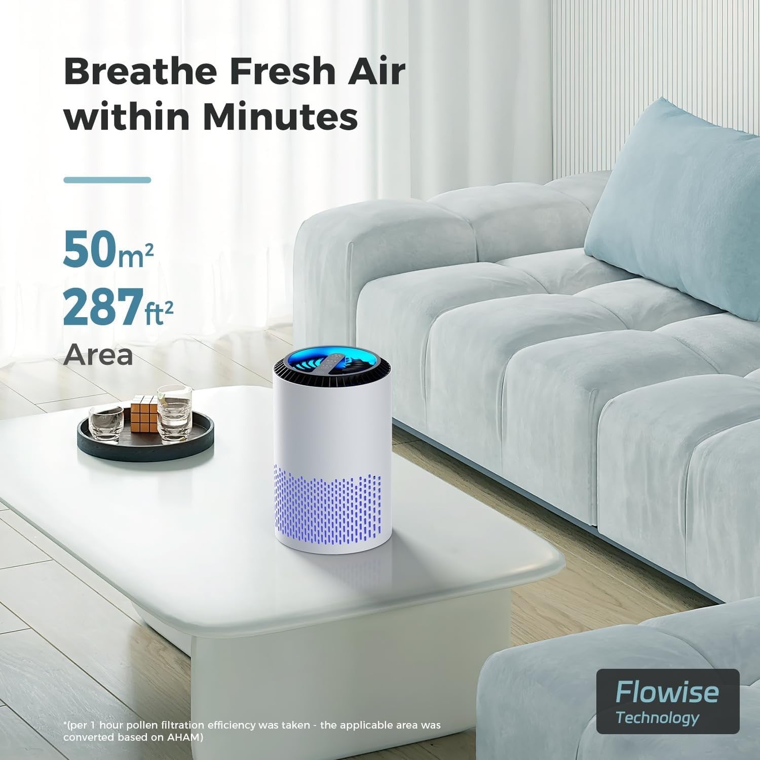 Ultra Quiet HEPA Air Purifier 22dB Sleep Mode 7W Bedroom Office