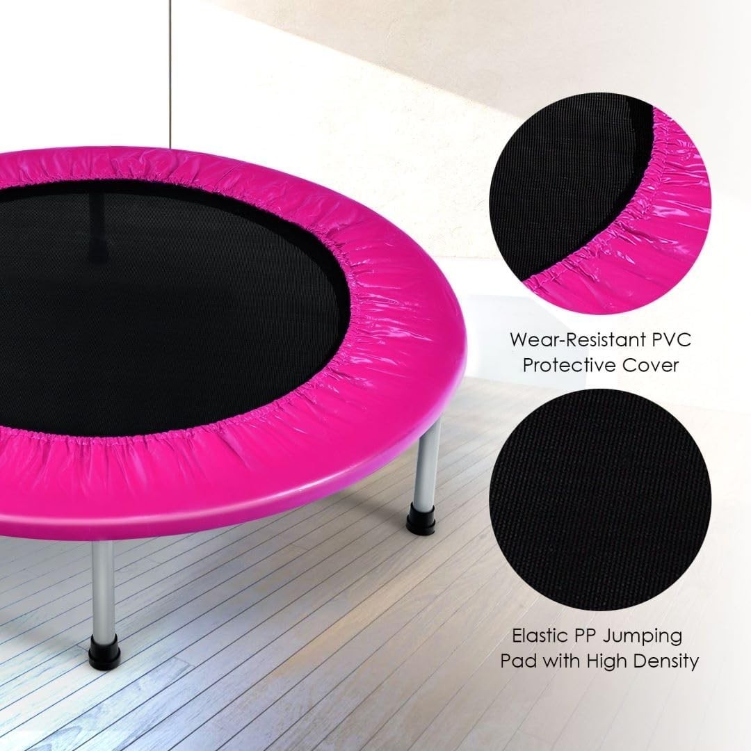 38'' Mini Trampoline Foldable Fitness Rebounder Indoor Outdoor Pink