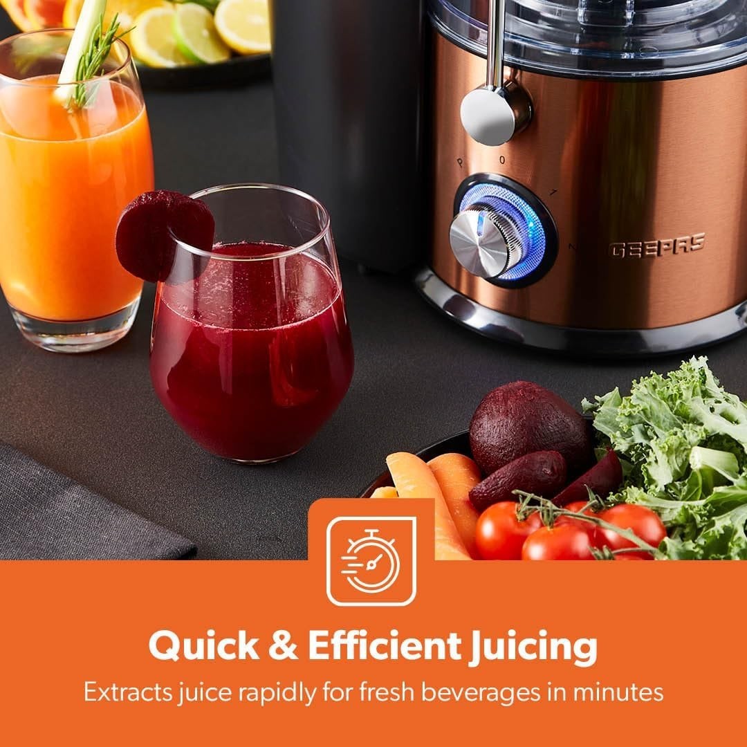 800W Centrifugal Juicer Whole Fruit Vegetable Extractor 75mm Wide Mouth