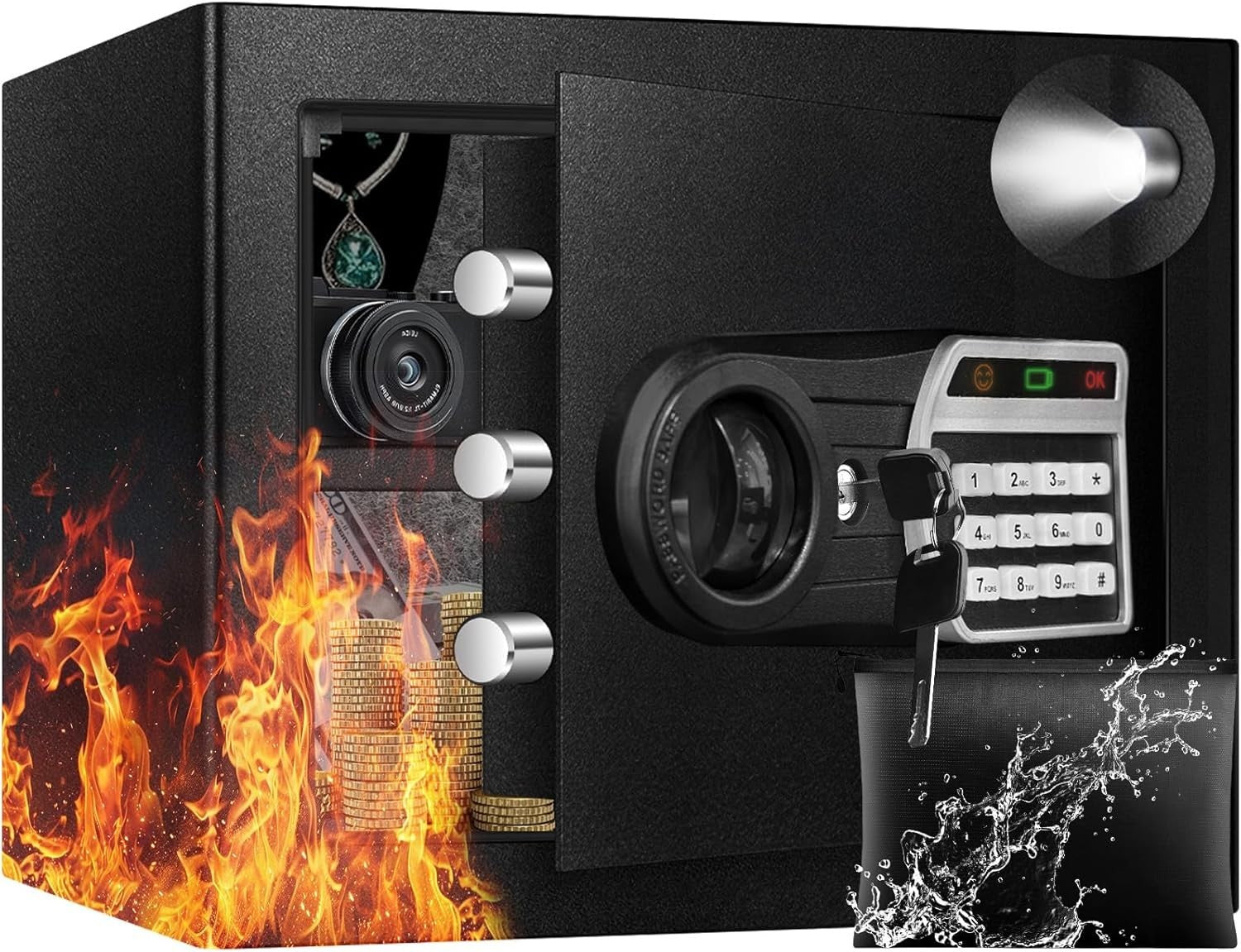 35L Fireproof Safe Box Digital Keypad Security Safe with LED Light