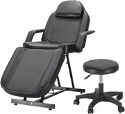 Reclining Massage Bed Adjustable Beauty Salon Spa Tattoo Chair w/ Stool Black