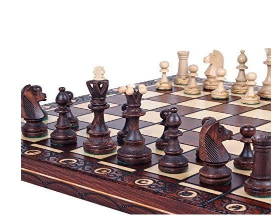 Luxury 16" Wooden Chess Set Handmade Board & Carved Pieces – Gift Classic