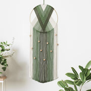 Beige Green Macrame Wall Hanging 25x71cm Boho Tassel Tapestry Decor