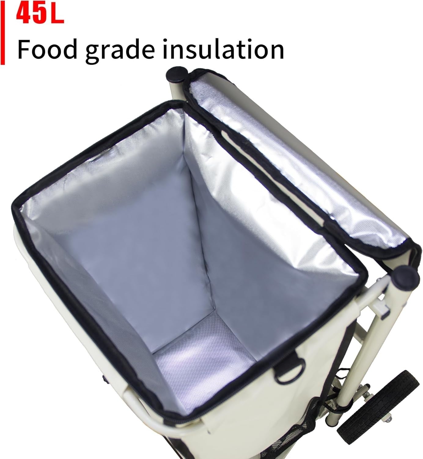 Foldable Shopping Trolley 45L Lightweight Cart w/ Insulated Bag & Wheels