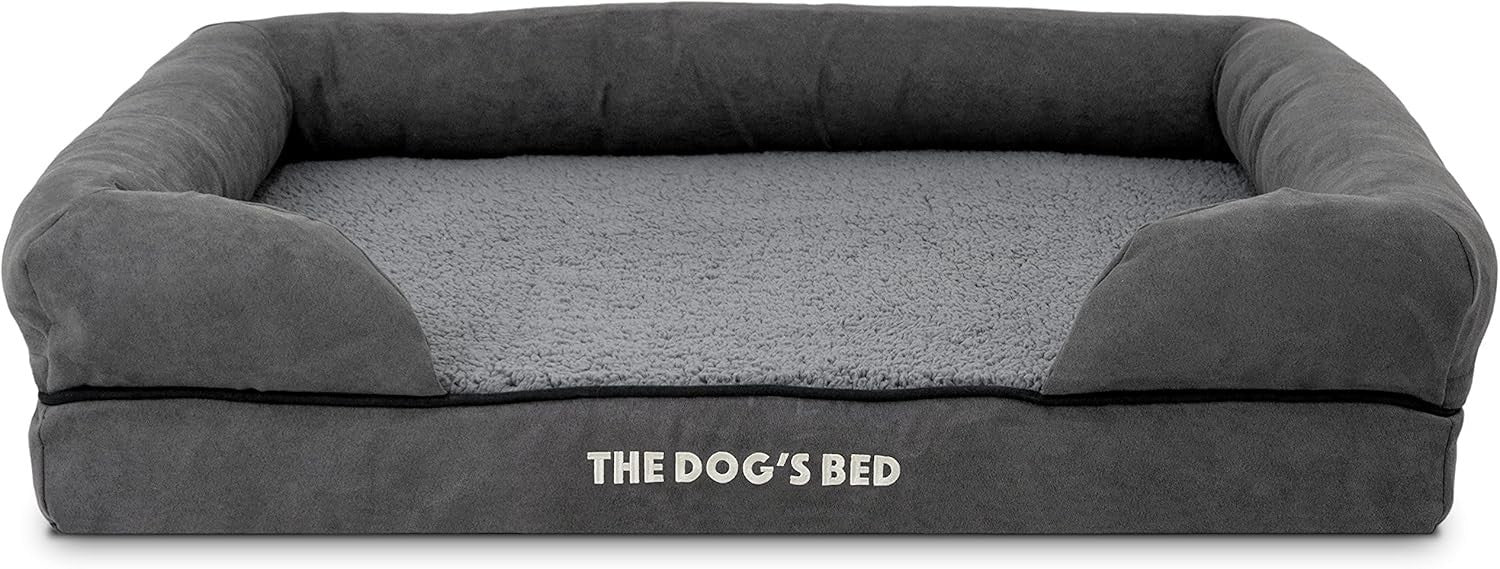 Medium Orthopedic Dog Bed Plush Memory Foam 77x60cm Grey
