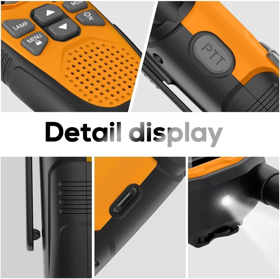 4 Pack Rechargeable Walkie Talkies Long Range 16CH VOX Type-C Flashlight