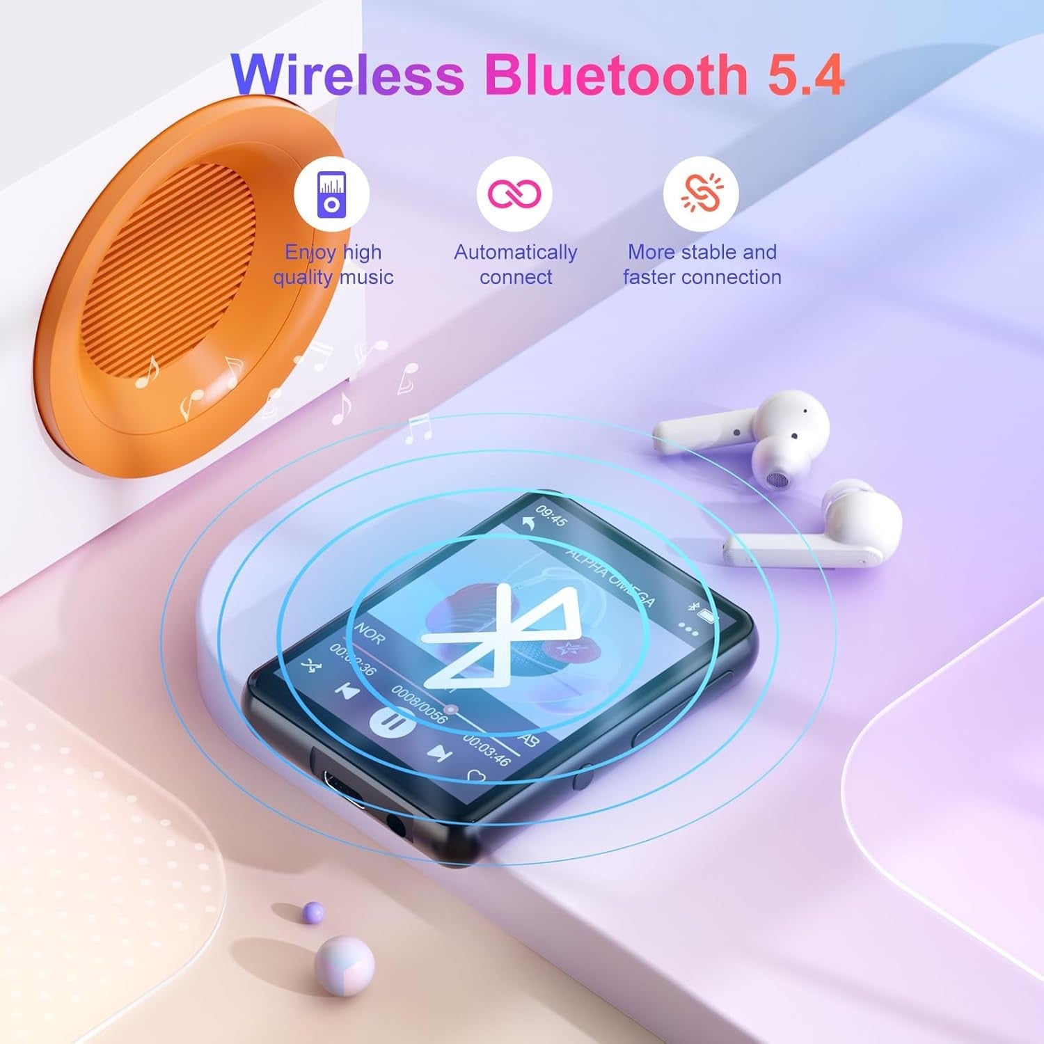 128GB MP3 Player Bluetooth 5.4 2.4" Touch FM Speaker